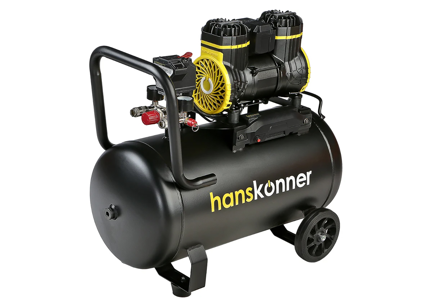 Безмасляный компрессор Hanskonner HAC501 50 л 8 бар с колесами и быстрыми разъёмами