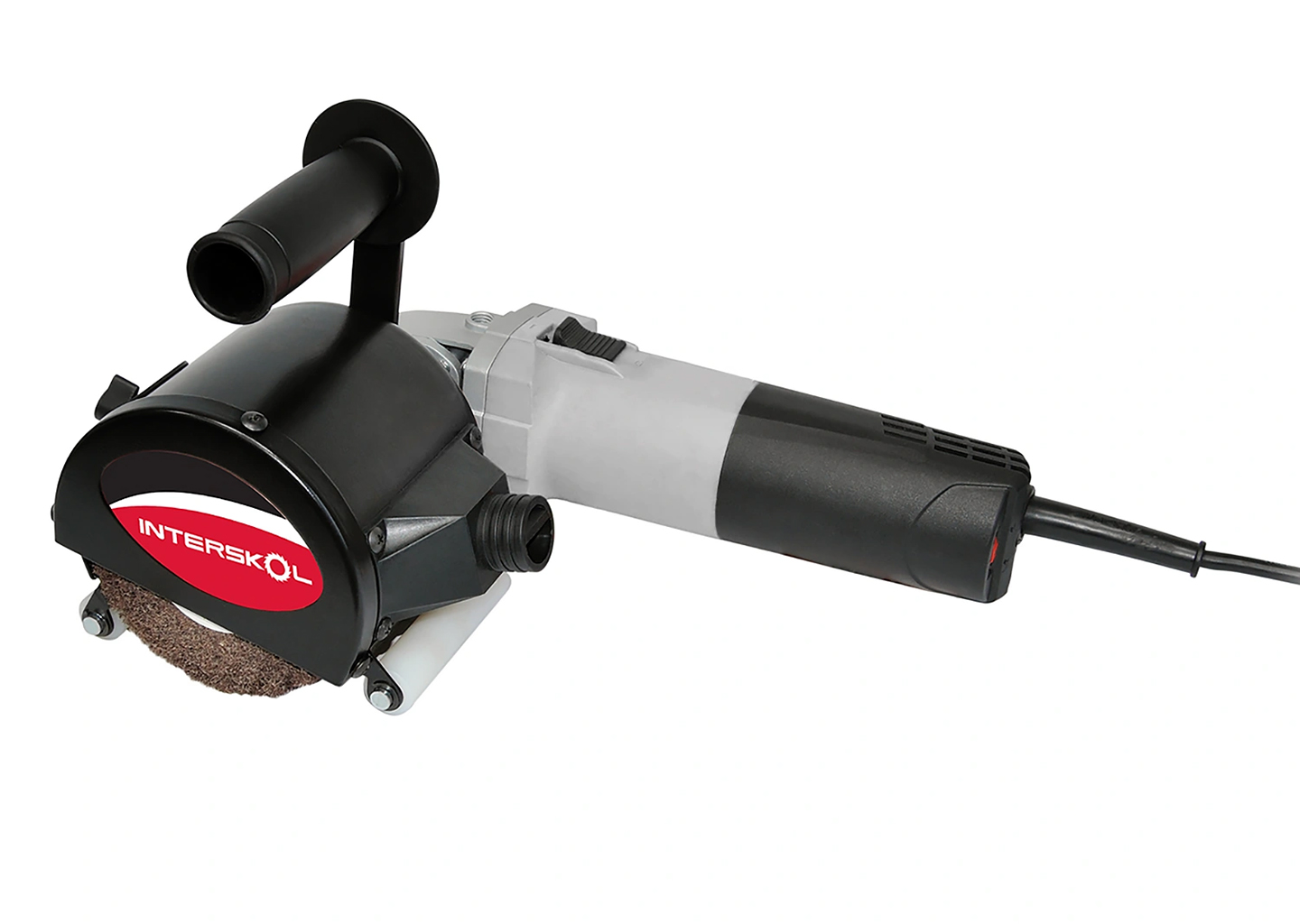 Щеточная шлифмашина ИНТЕРСКОЛ ШМ-110/1400ЭМ 650.1.0.00 с кожухом и рукояткой