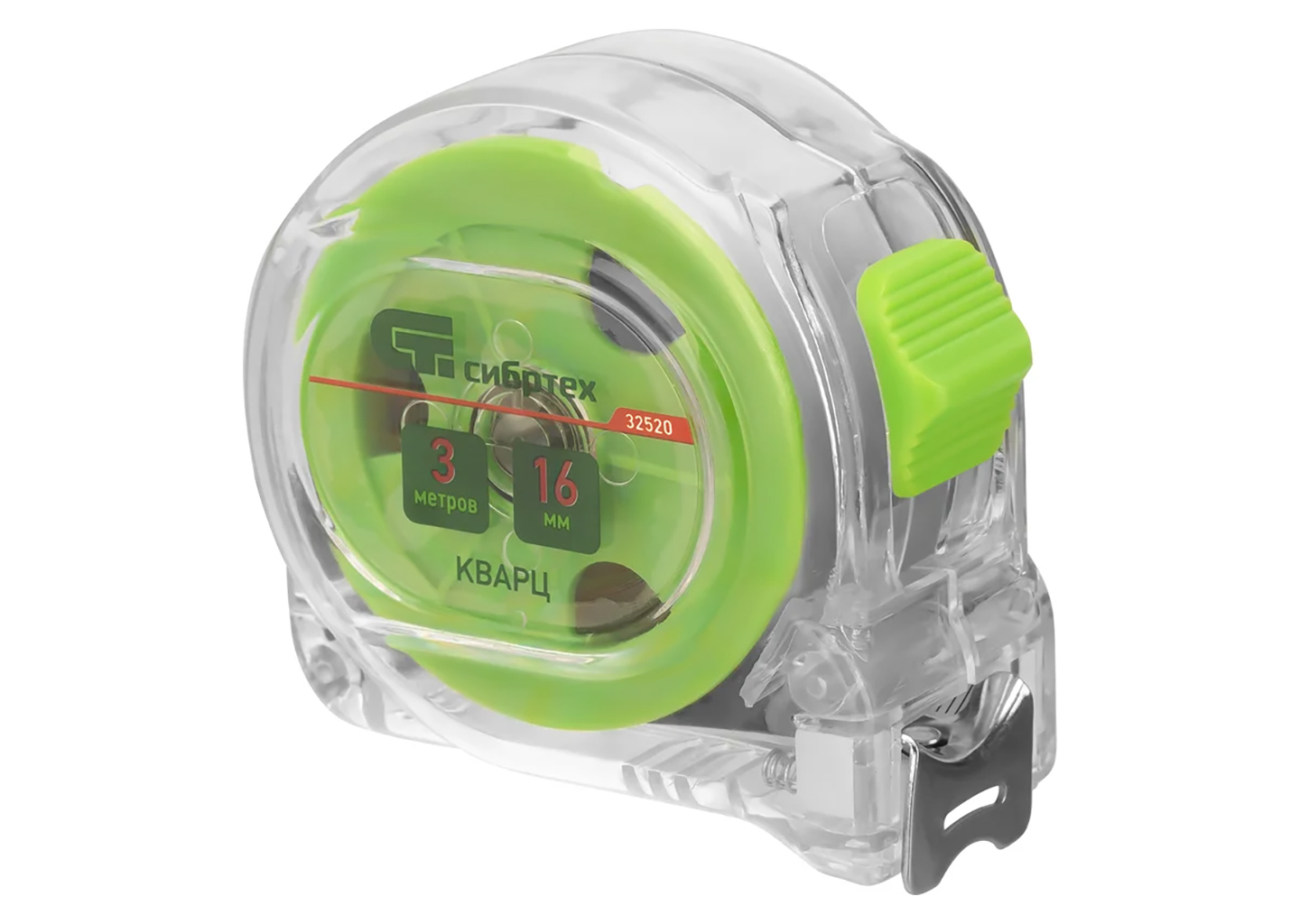 Рулетка Сибртех 32521 5 м × 19 мм с белой стальной лентой и корпусом из поликарбоната