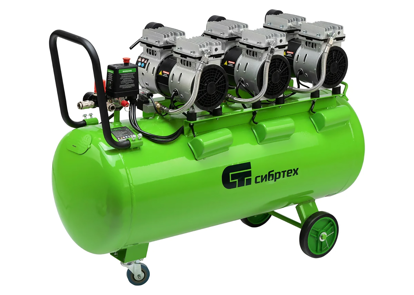Безмасляный малошумный компрессор Сибртех МБ 2250/100 58008, 100 л, 8 бар, 240 л/мин