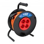 Удлинитель на катушке USE303-033 30 м ПВС 3500 Вт с заземлением, 4 розетки