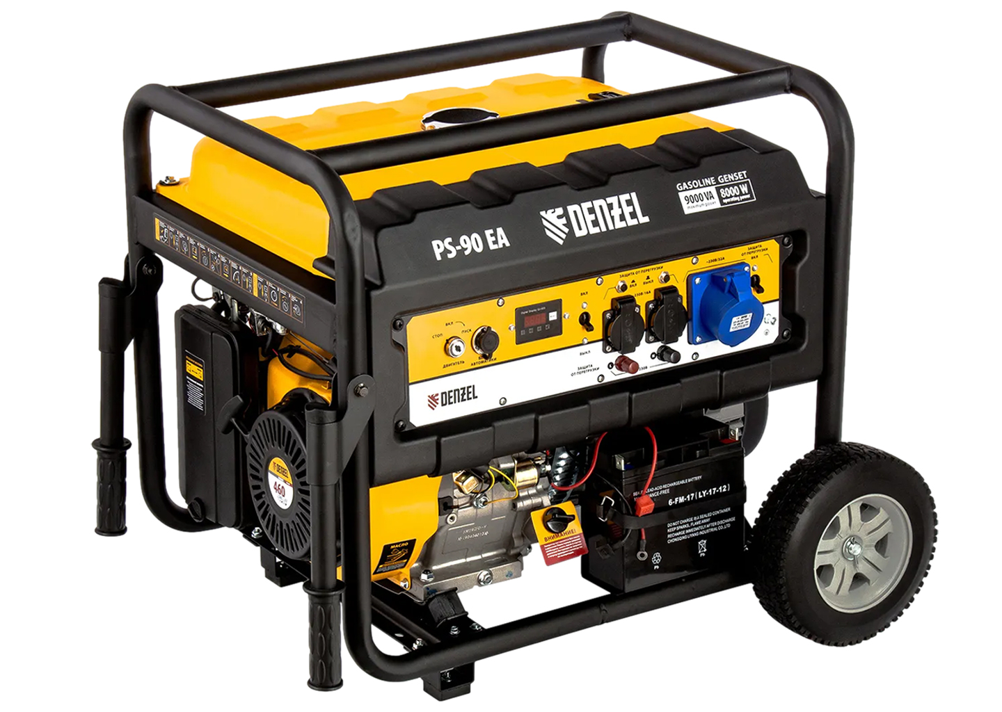Бензиновый генератор DENZEL PS 90 EA 9469343 9 кВт на усиленной раме