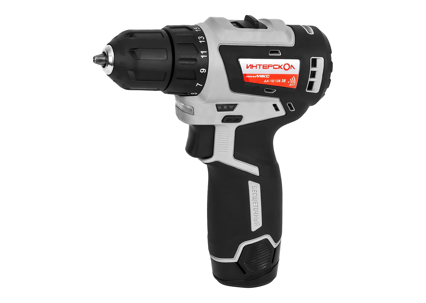 Бесщеточная аккумуляторная дрель-шуруповерт ИНТЕРСКОЛ ДА-10/12В 38 МиниМАКС