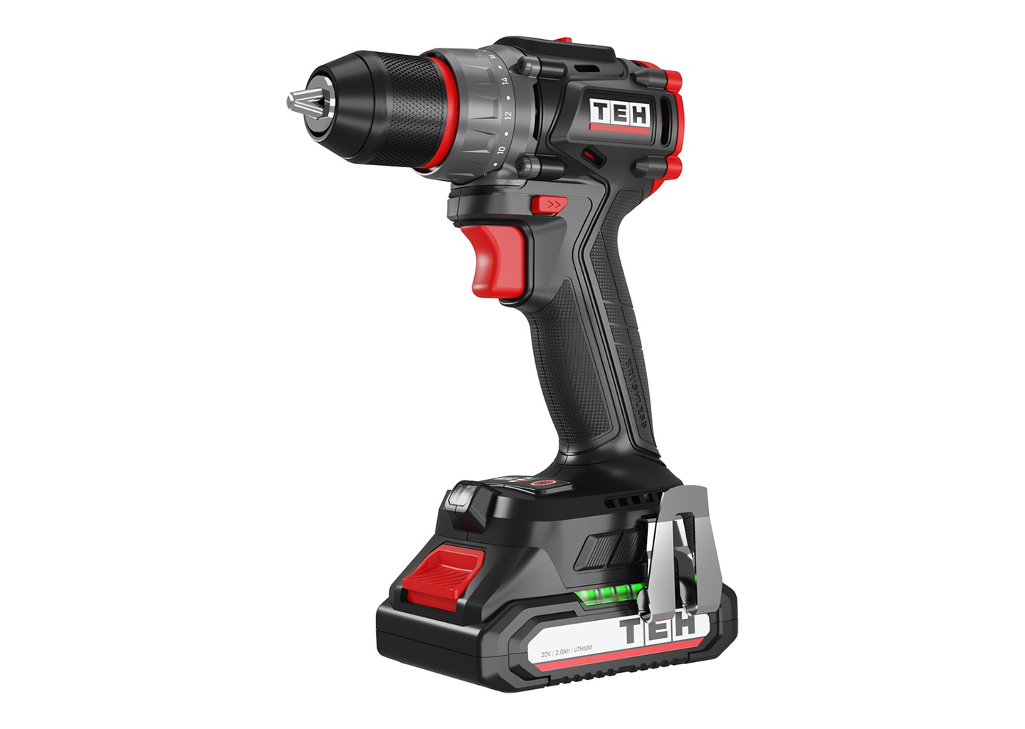 Аккумуляторная дрель-шуруповерт TEH TDBL420-2B 20V бесщеточная, 2 АКБ, кейс