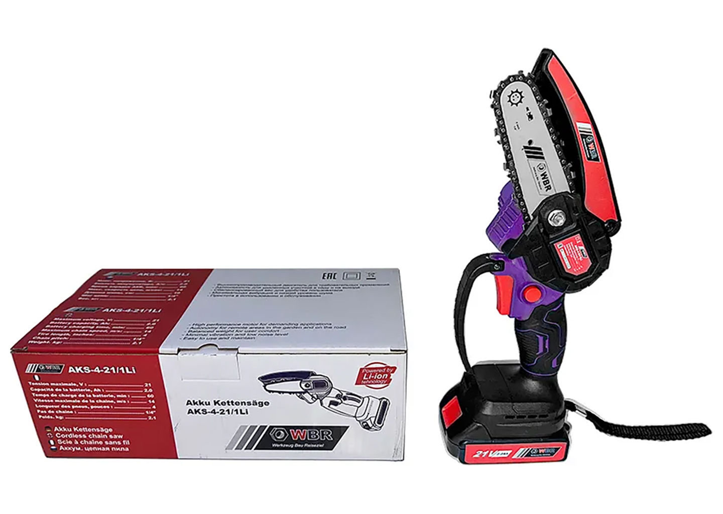 Пила цепная аккумуляторная WBR AKS-4-21/1Li Пила цепная аккумуляторная WBR AKS-4-21/1Li — изображение 6