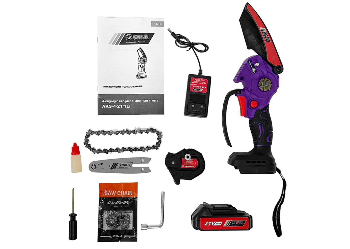 Пила цепная аккумуляторная WBR AKS-4-21/1Li Пила цепная аккумуляторная WBR AKS-4-21/1Li — изображение 5