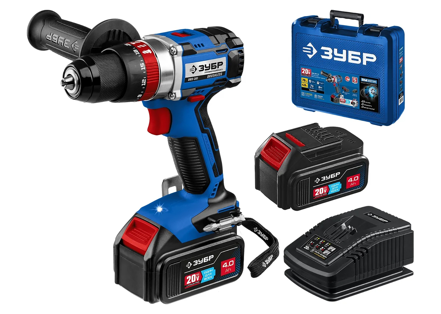 Бесщеточная ударная дрель-шуруповерт ЗУБР Профессионал DBS-201-42 20В