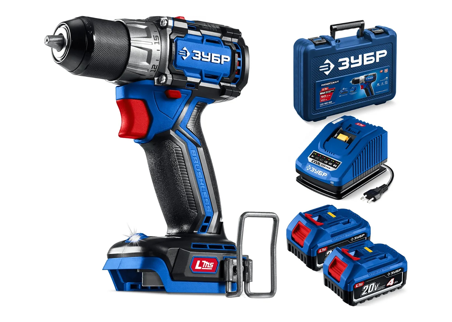 Бесщеточная дрель-шуруповерт ЗУБР DB-50-42 20В в кейсе