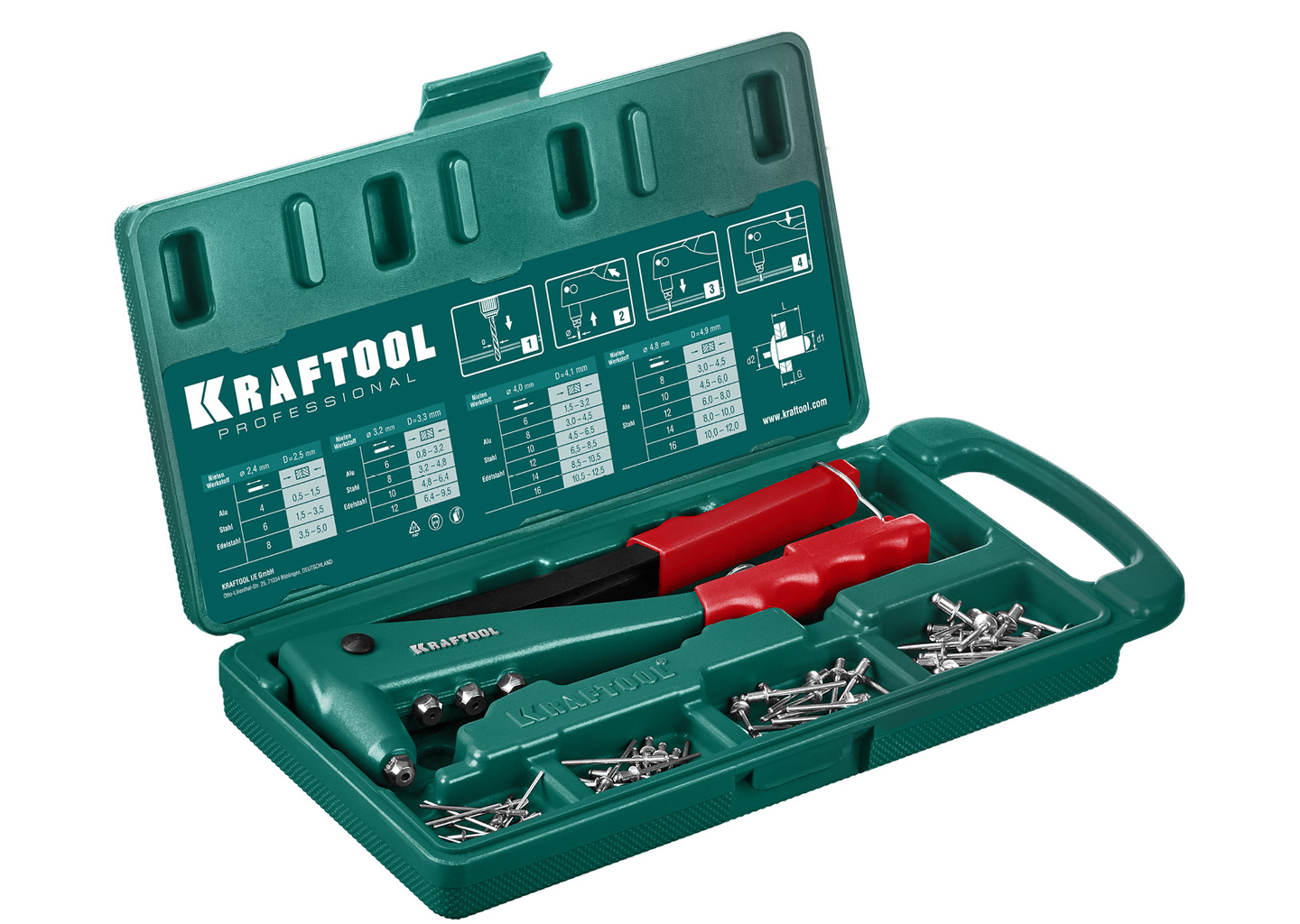 Литой ручной заклепочник KRAFTOOL X-3 31170-H6_z01 в кейсе, 2,4–4,8 мм