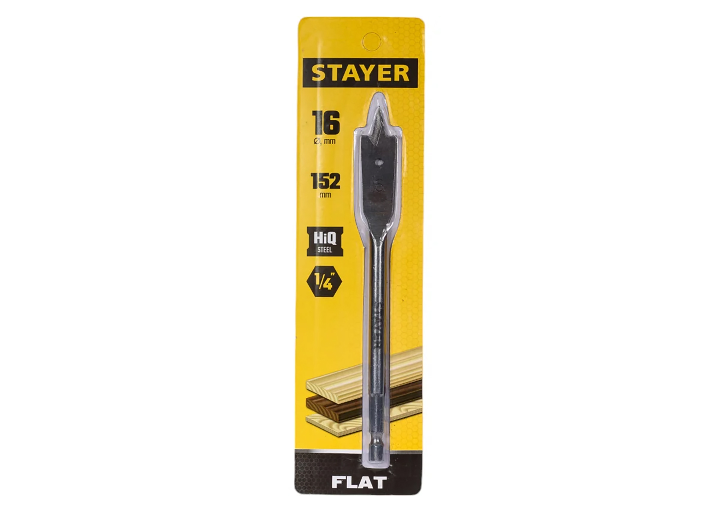 Перьевое сверло по дереву STAYER Flat 2950-16 16 мм, хвостовик 1/4 HEX