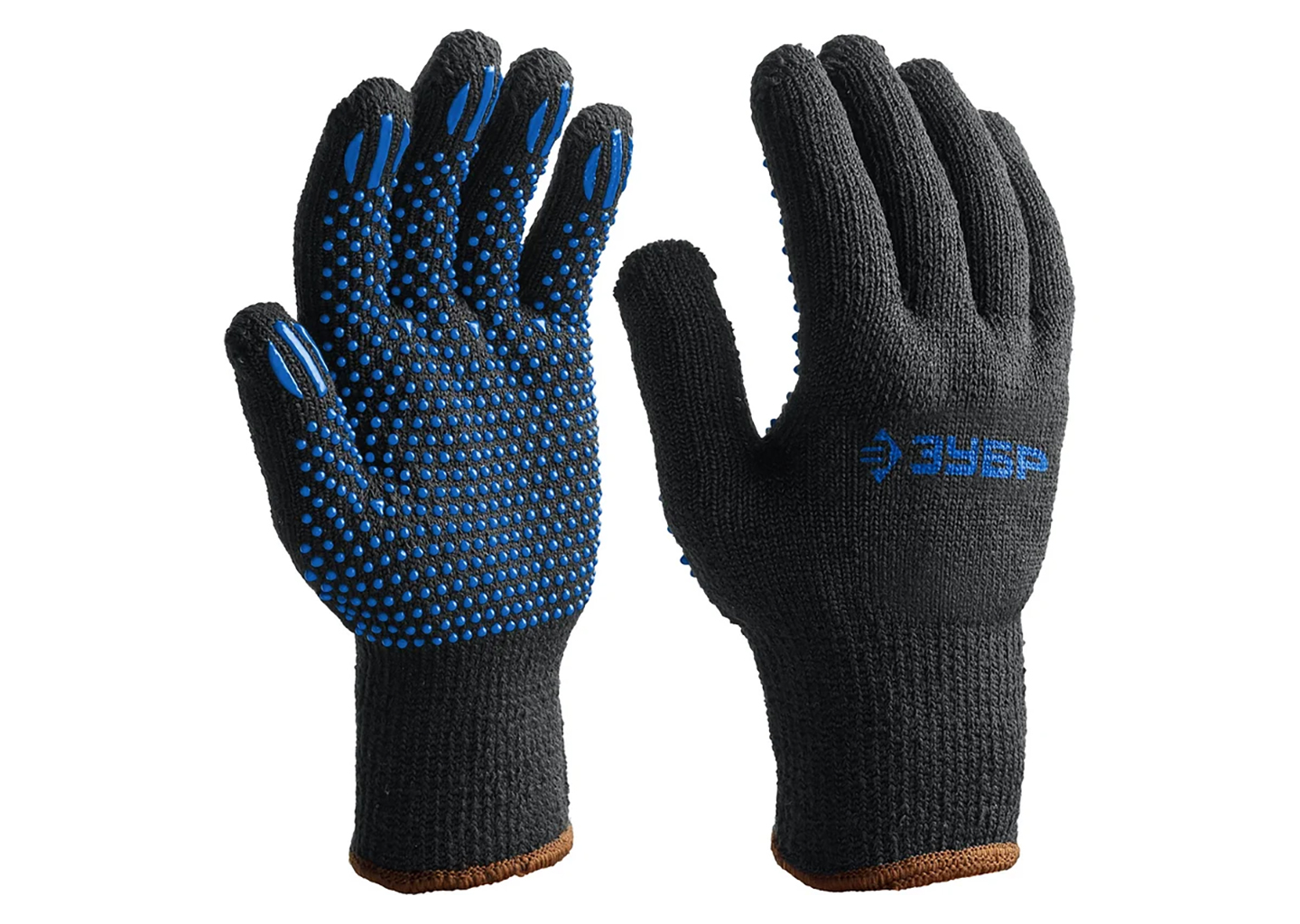 Трикотажные утеплённые перчатки ЗУБР 11462-H10 L-XL с точечным ПВХ покрытием, 10 пар