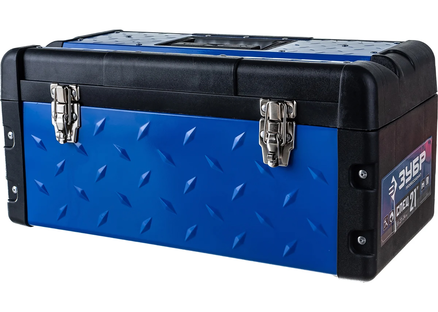 Металлический ящик для инструментов ЗУБР СПЕЦ-21 38155-21 21 дюйм, 34 л, черно-синий