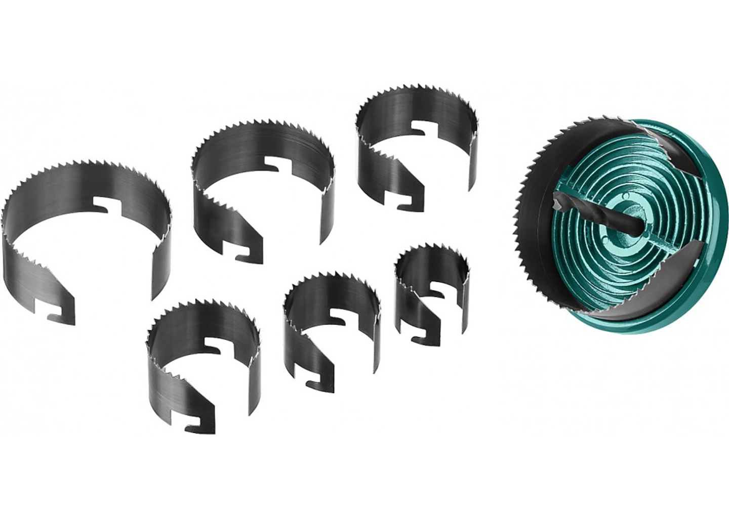 Наборная кольцевая пила по дереву KRAFTOOL 29580-H7-18 для дрели, 7 коронок 25–62 мм