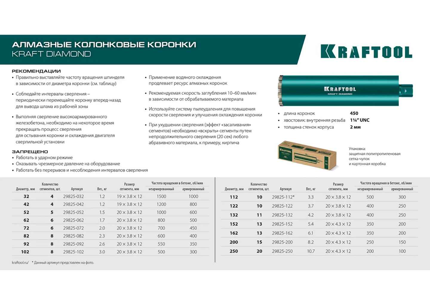 Алмазная коронка по железобетону KRAFTOOL DIAMOND 29825-042 Алмазная коронка по железобетону KRAFTOOL DIAMOND 29825-042 — изображение 7