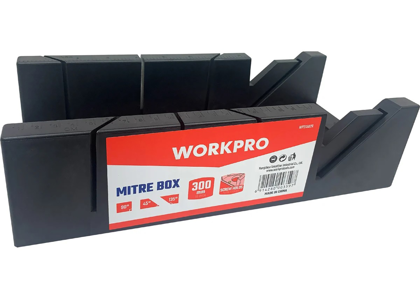 Стусло WORKPRO WP215029 пластиковое с углами распила 45 90 135 градусов