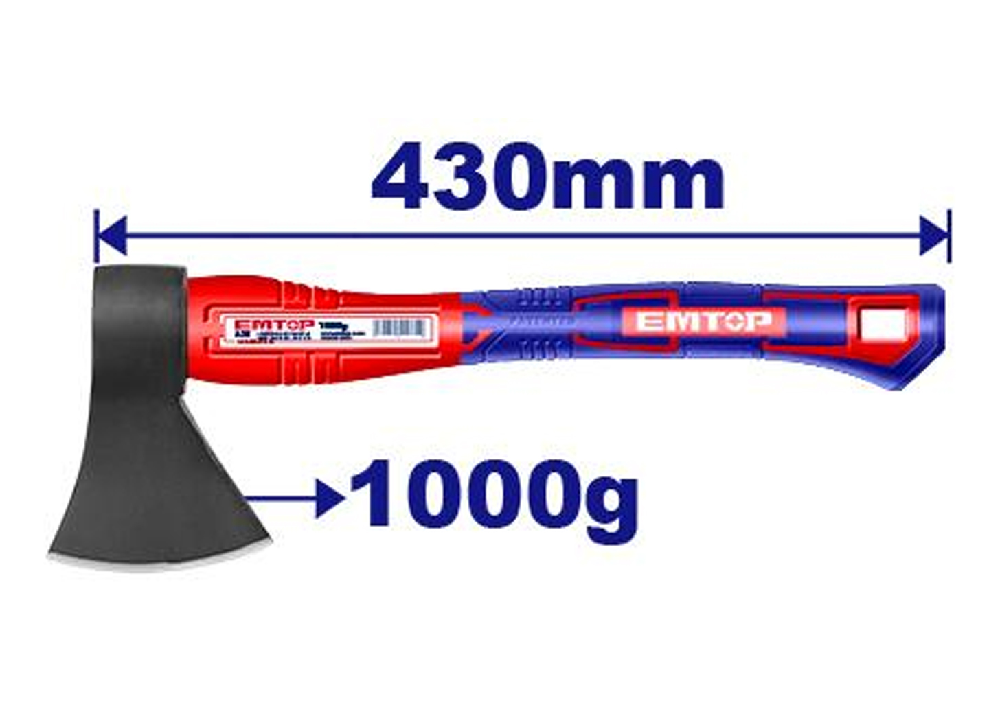 топор EMTOP EHAMAX1000 1000 г с кованой головкой и стеклопластиковой рукояткой