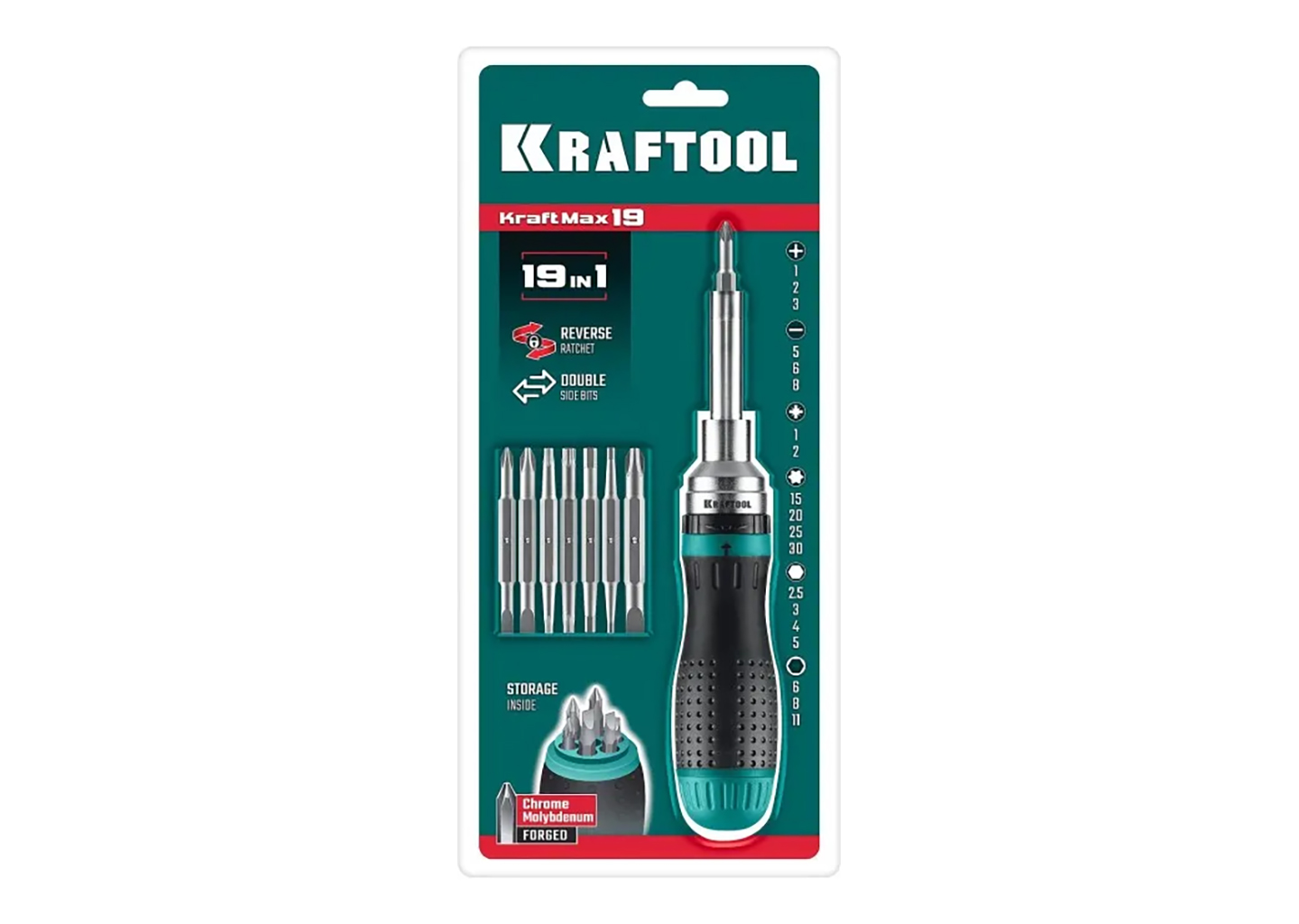 реверсивная отвертка с битами 19-в-1 KraftMax 19 KRAFTOOL 25862