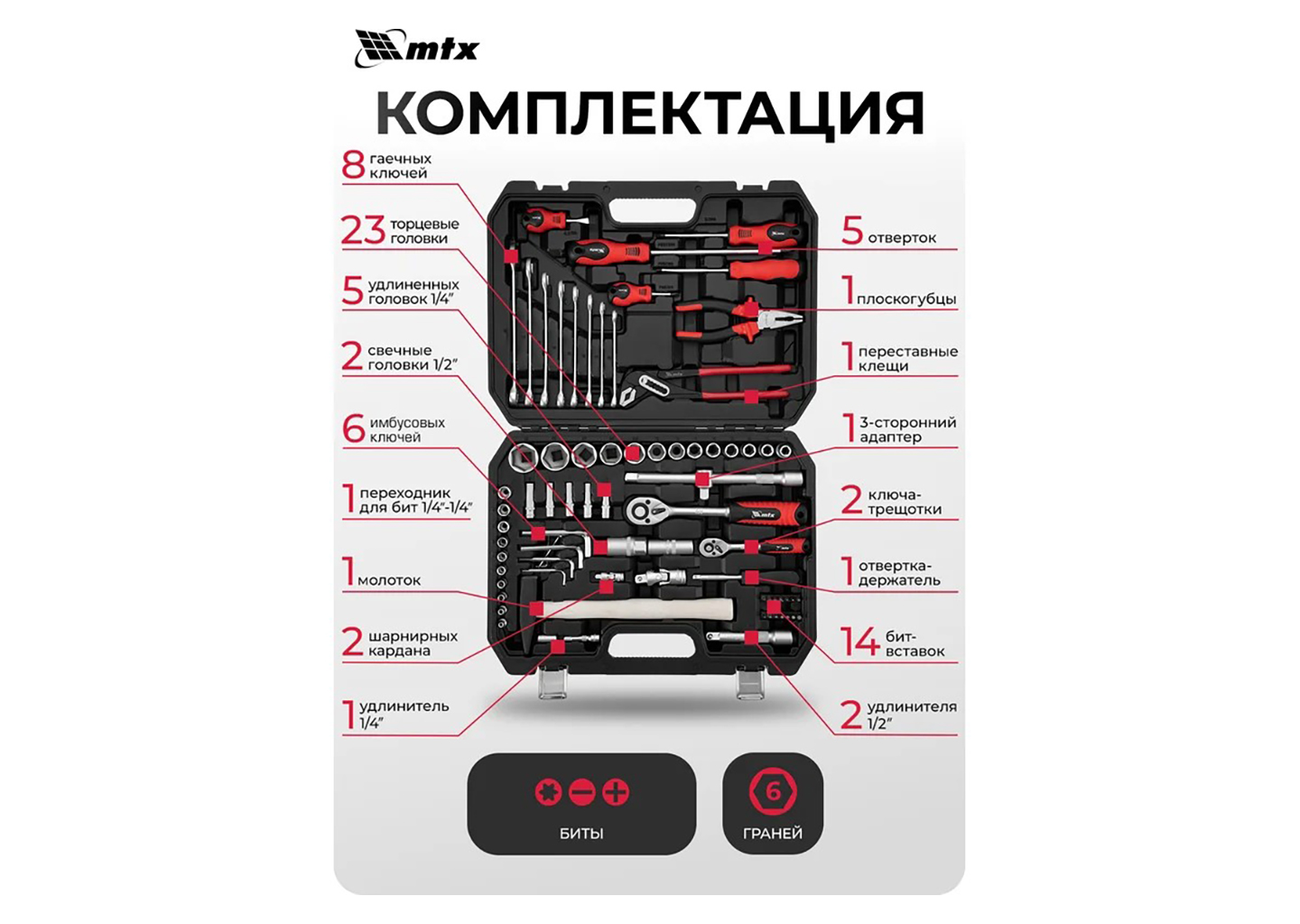 Набор инструментов 76 предметов MTX 13588 Набор инструментов 76 предметов MTX 13588 — изображение 42