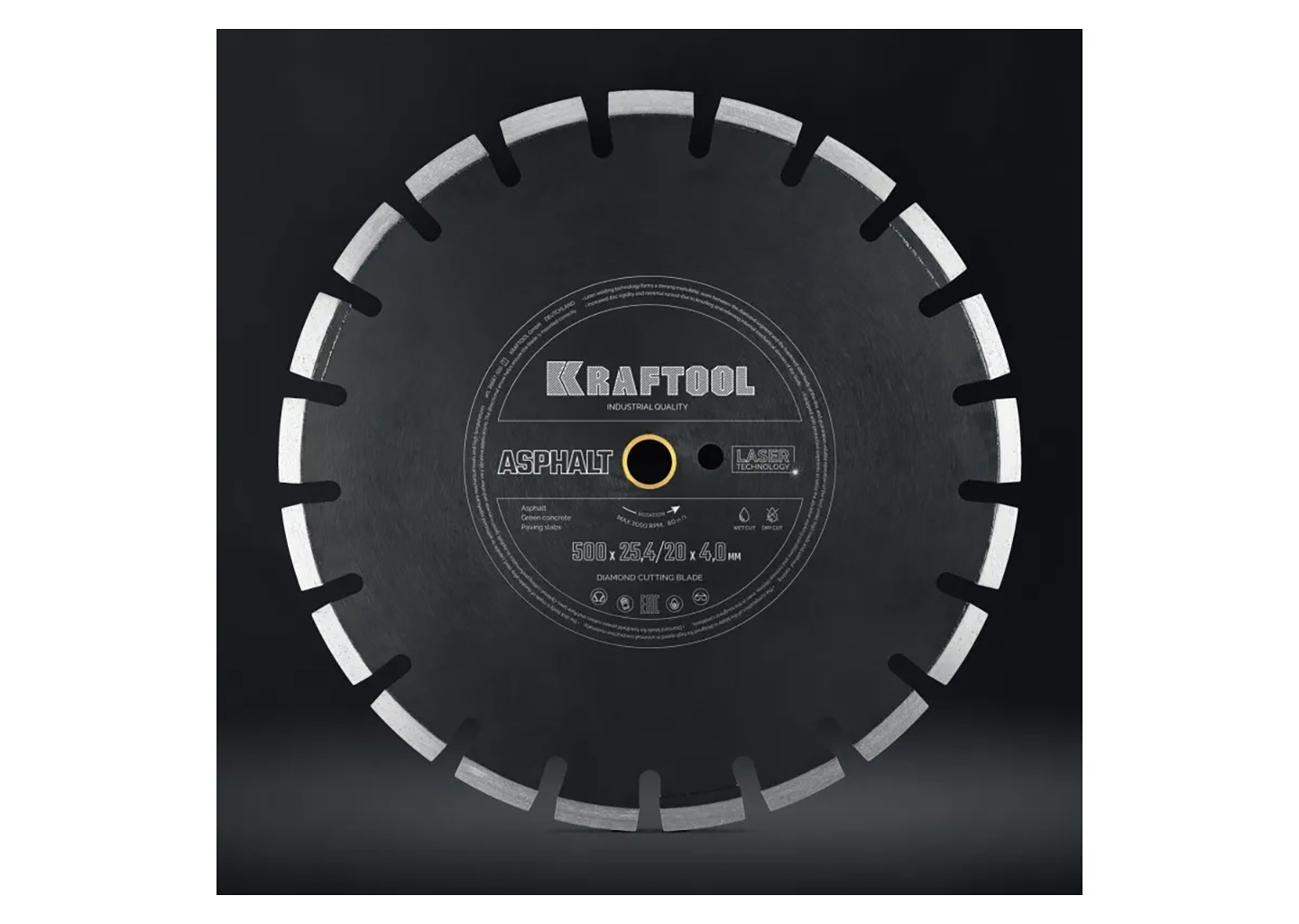 Алмазный диск по асфальту KRAFTOOL ASPHALT 36687-500 500×25.4/20 мм Алмазный диск по асфальту KRAFTOOL ASPHALT 36687-500 500×25.4/20 мм — изображение 5