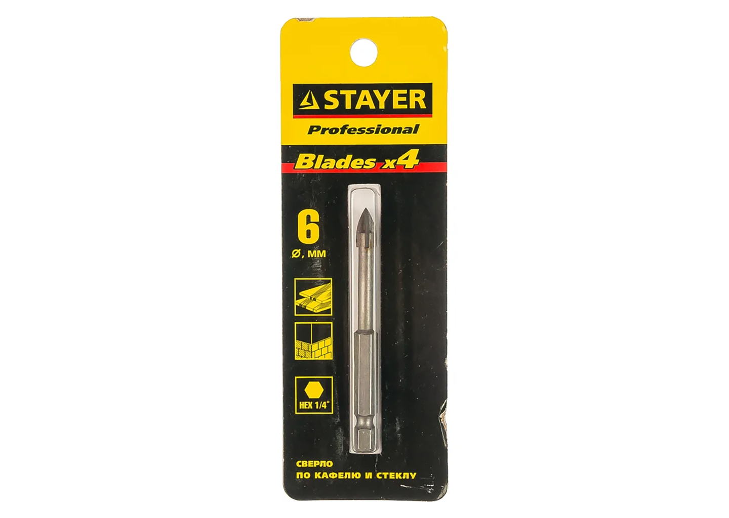 сверло по стеклу и кафелю STAYER 2985-06 6 мм HEX 1/4