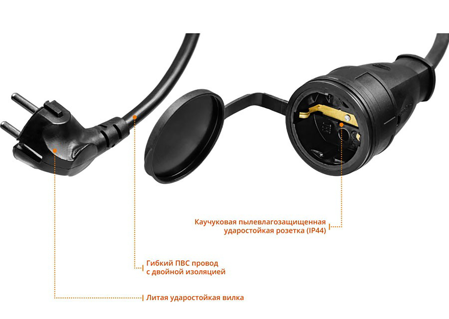 Силовой удлинитель-шнур STAYER МС-315 55028-20 Силовой удлинитель-шнур STAYER МС-315 55028-20 — изображение 3