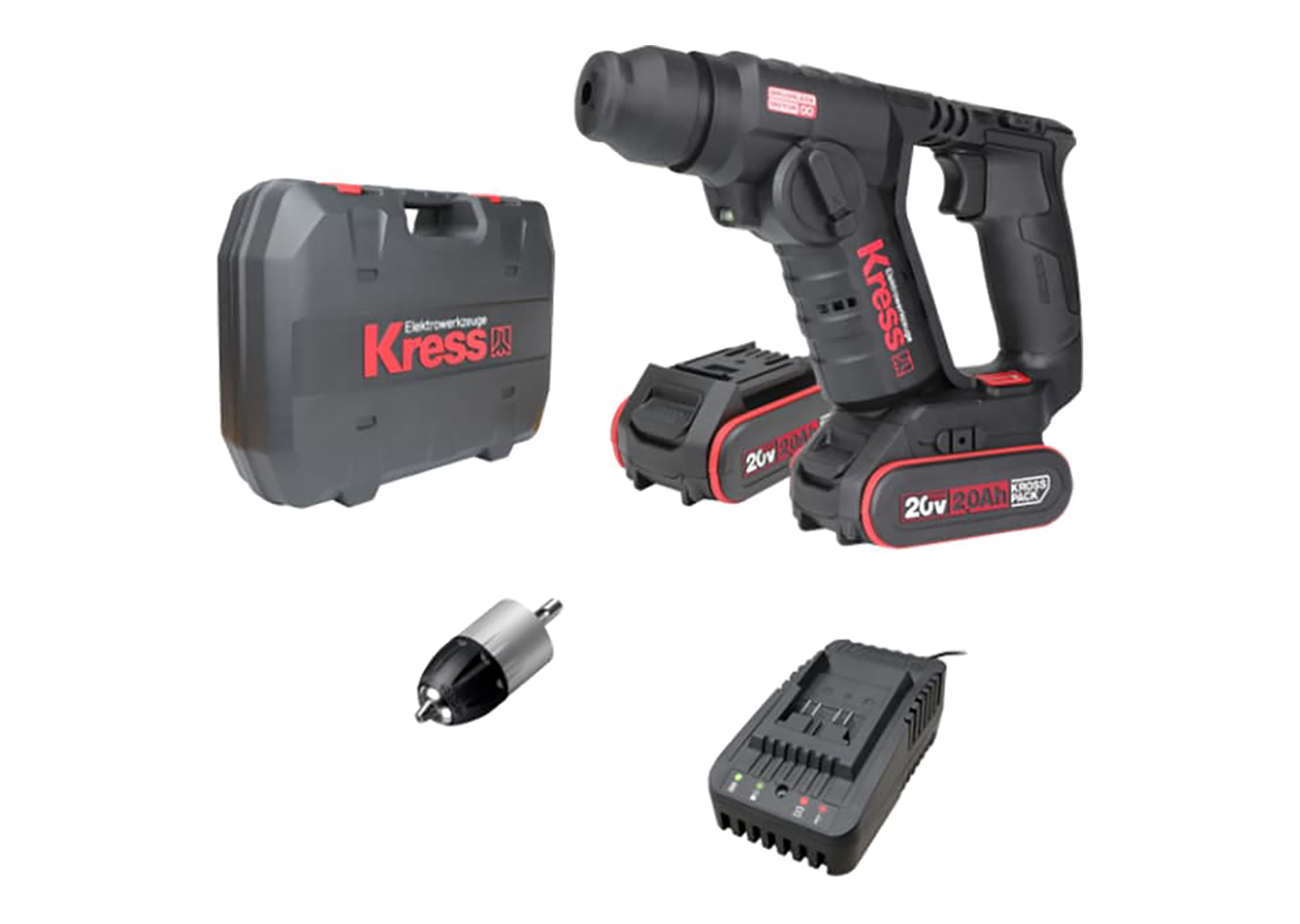 Аккумуляторный перфоратор KRESS KU380 20V бесщеточный SDS-Plus 1.7 Дж