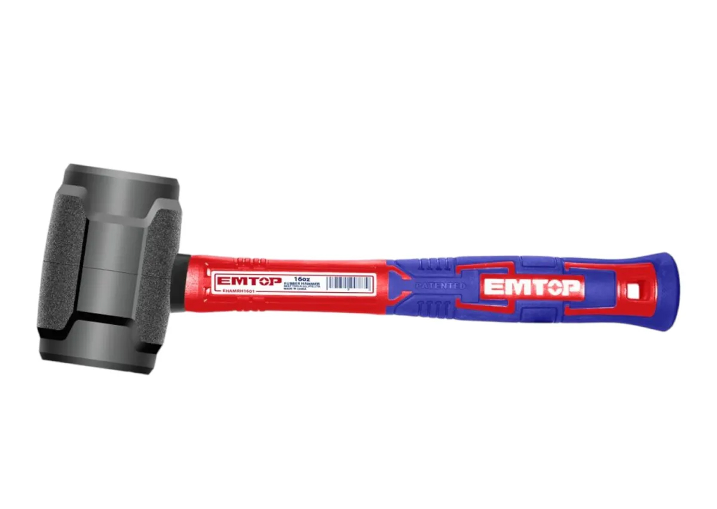 киянка резиновая EMTOP EHAMRH1601 560 г с фибергласовой ручкой для плитки и ламината