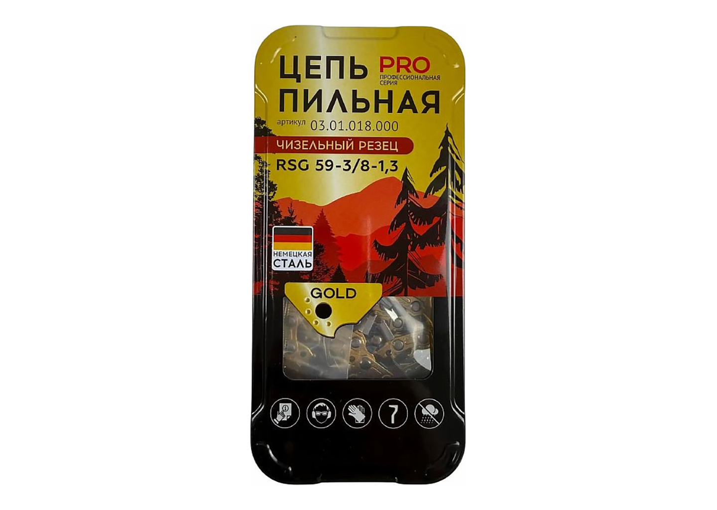 Цепь для бензопилы ONEMOTO RSG 59-3/8-1.3 PRO 59 звеньев 3/8 1.3 мм SUPER зуб GOLD