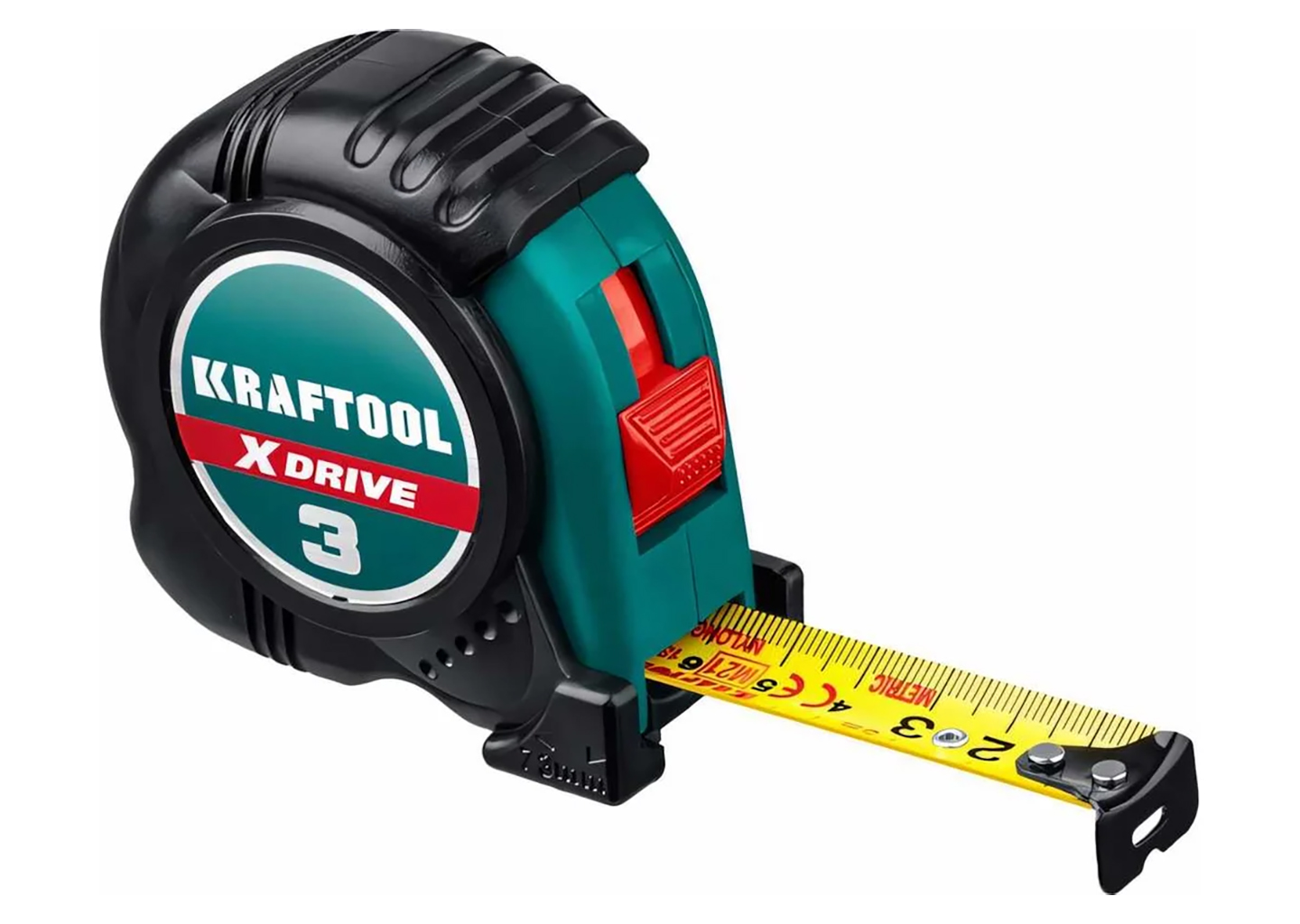 Рулетка KRAFTOOL X-Drive 34122-03-19 3 м х 19 мм в ударостойком обрезиненном корпусе