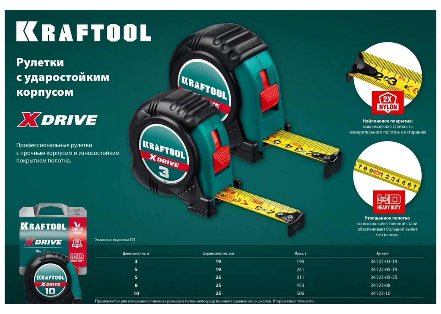 Рулетка измерительная KRAFTOOL X-Drive 34122-03-19 3 м × 19 мм с нейлоновым покрытием ленты Рулетка измерительная KRAFTOOL X-Drive 34122-03-19 3 м × 19 мм с нейлоновым покрытием ленты — изображение 3