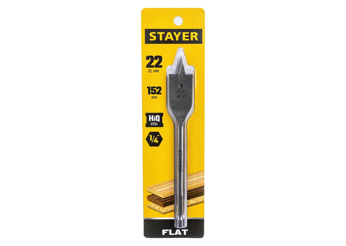 Перовое сверло по дереву STAYER Flat 2950-22_z01, 22×152 мм, шестигранный хвостовик