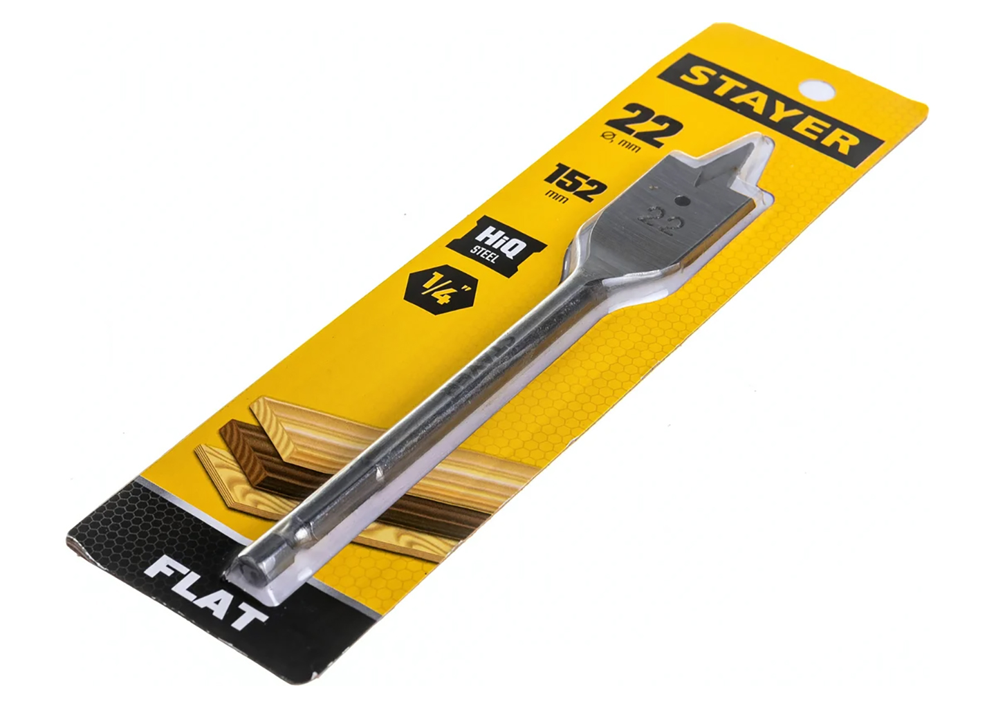 Перовое сверло по дереву STAYER Flat 2950-22_z01 22×152 мм, шестигранный хвостовик 1/4HEX Перовое сверло по дереву STAYER Flat 2950-22_z01 22×152 мм, шестигранный хвостовик 1/4HEX — изображение 3