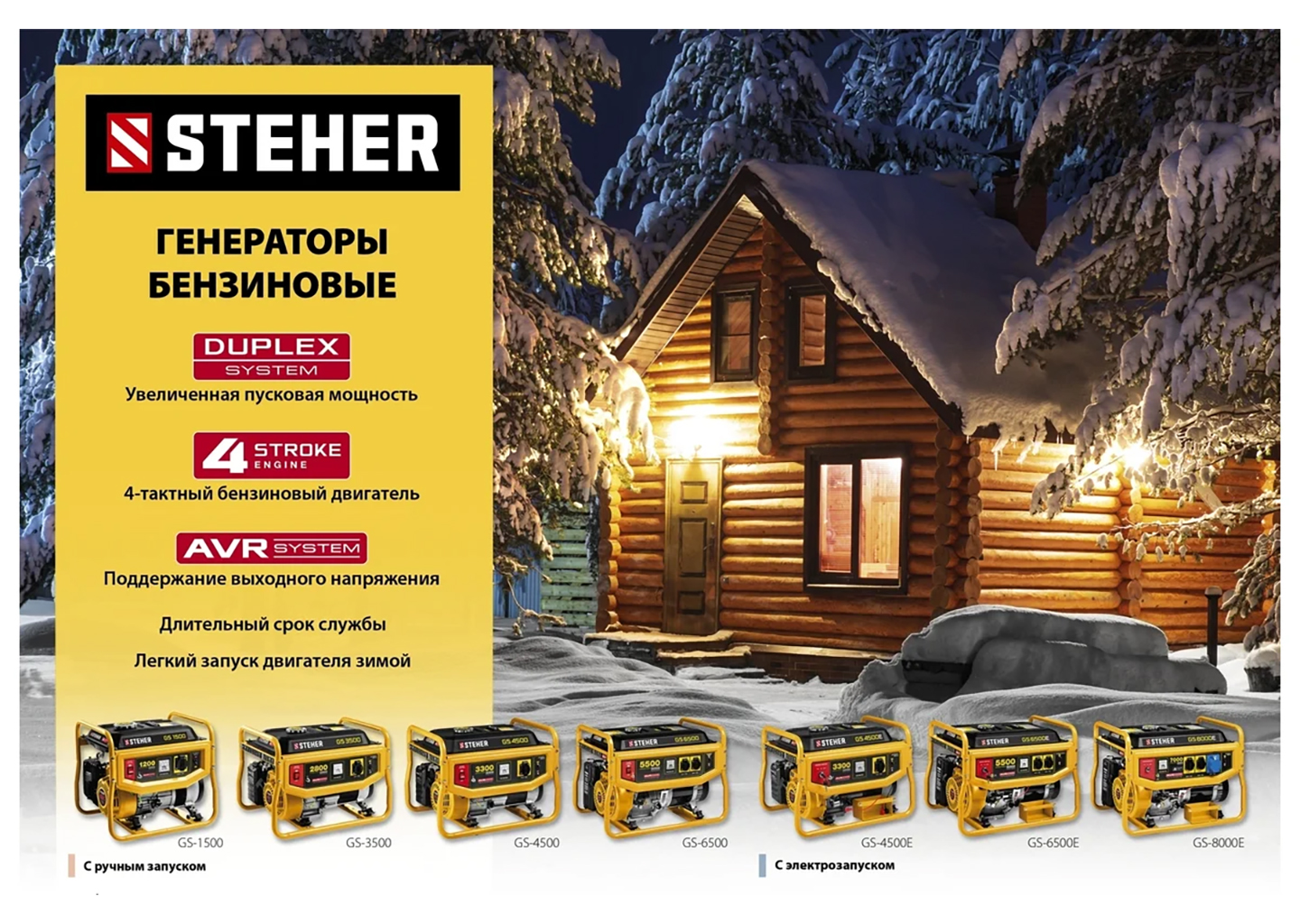 Бензиновый генератор электростанция STEHER GS-4500Е 3,3 кВт 220 В с электростартером Бензиновый генератор электростанция STEHER GS-4500Е 3,3 кВт 220 В с электростартером — изображение 8
