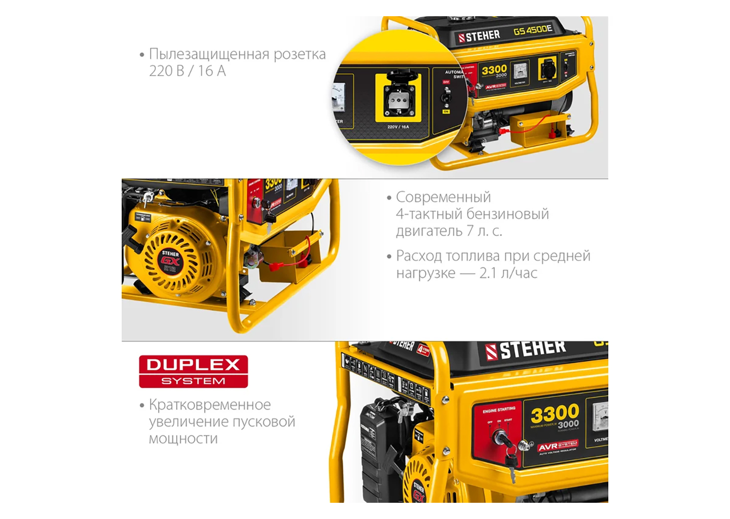 Бензиновый генератор электростанция STEHER GS-4500Е 3,3 кВт 220 В с электростартером Бензиновый генератор электростанция STEHER GS-4500Е 3,3 кВт 220 В с электростартером — изображение 19
