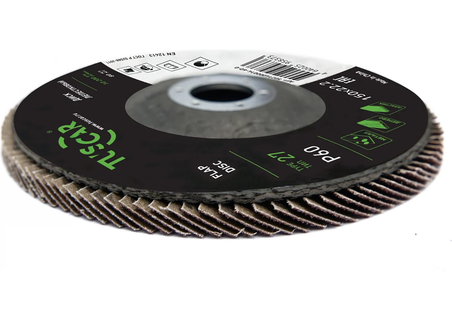 Диск лепестковый торцевой, шлифовальный круг TUSCAR 50214000014-60-0, 150×22,2 мм, P60, универсальный. Диск лепестковый торцевой, шлифовальный круг TUSCAR 50214000014-60-0, 150×22,2 мм, P60, универсальный. — изображение 3