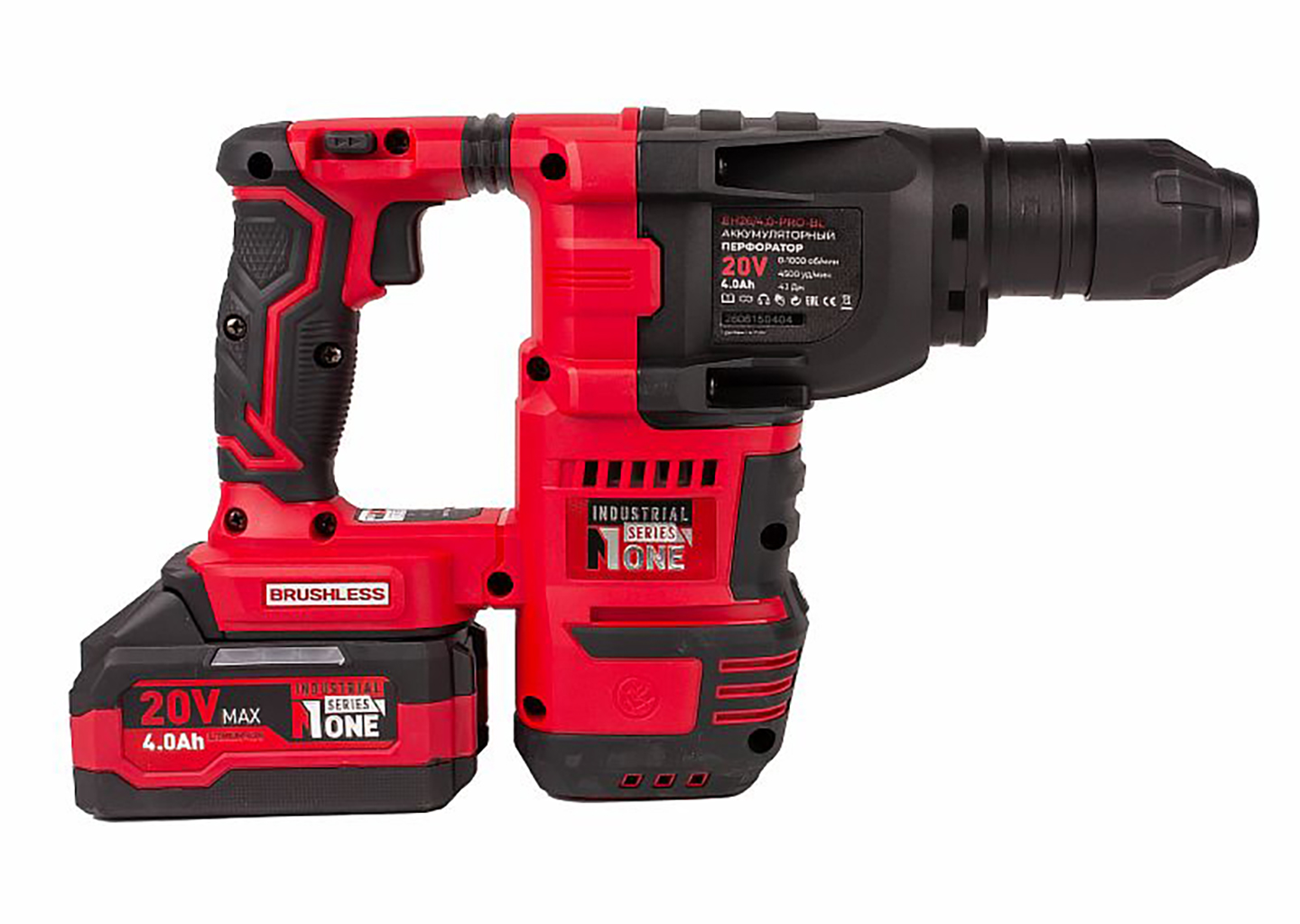 Перфоратор аккумуляторный бесщеточный Number One INDUSTRIAL EH26/4,0-PRO-BL 20 В, 4,1 Дж, SDS-Plus, 2×4,0 А·ч, 3+1 режима Перфоратор аккумуляторный бесщеточный Number One INDUSTRIAL EH26/4,0-PRO-BL 20 В, 4,1 Дж, SDS-Plus, 2×4,0 А·ч, 3+1 режима — изображение 6