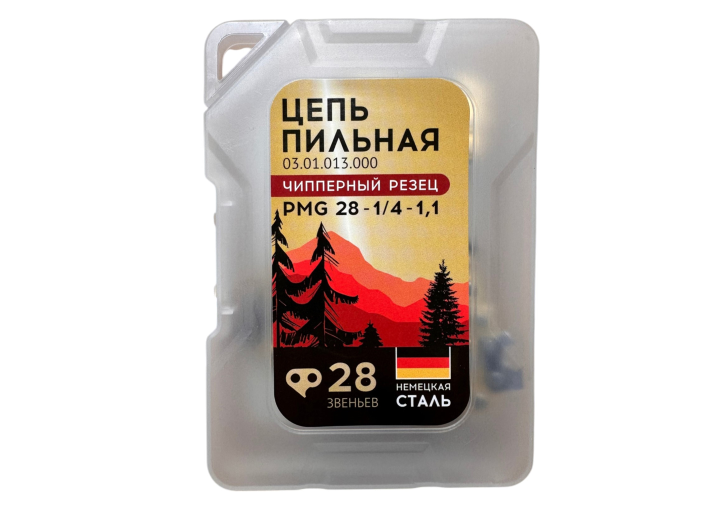 Цепь пильная ONEMOTO PMG 28-1/4-1.1, 28 звеньев, шаг 1/4"