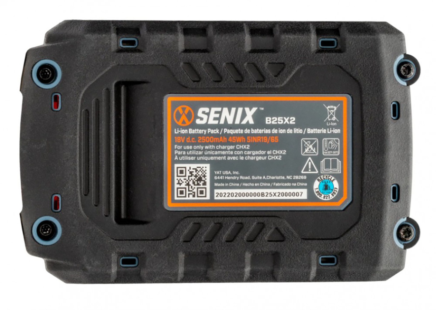 Аккумуляторная батарея SENIX B25X2 20 В 2,5 Ач Li-ion с индикатором заряда — изображение 3