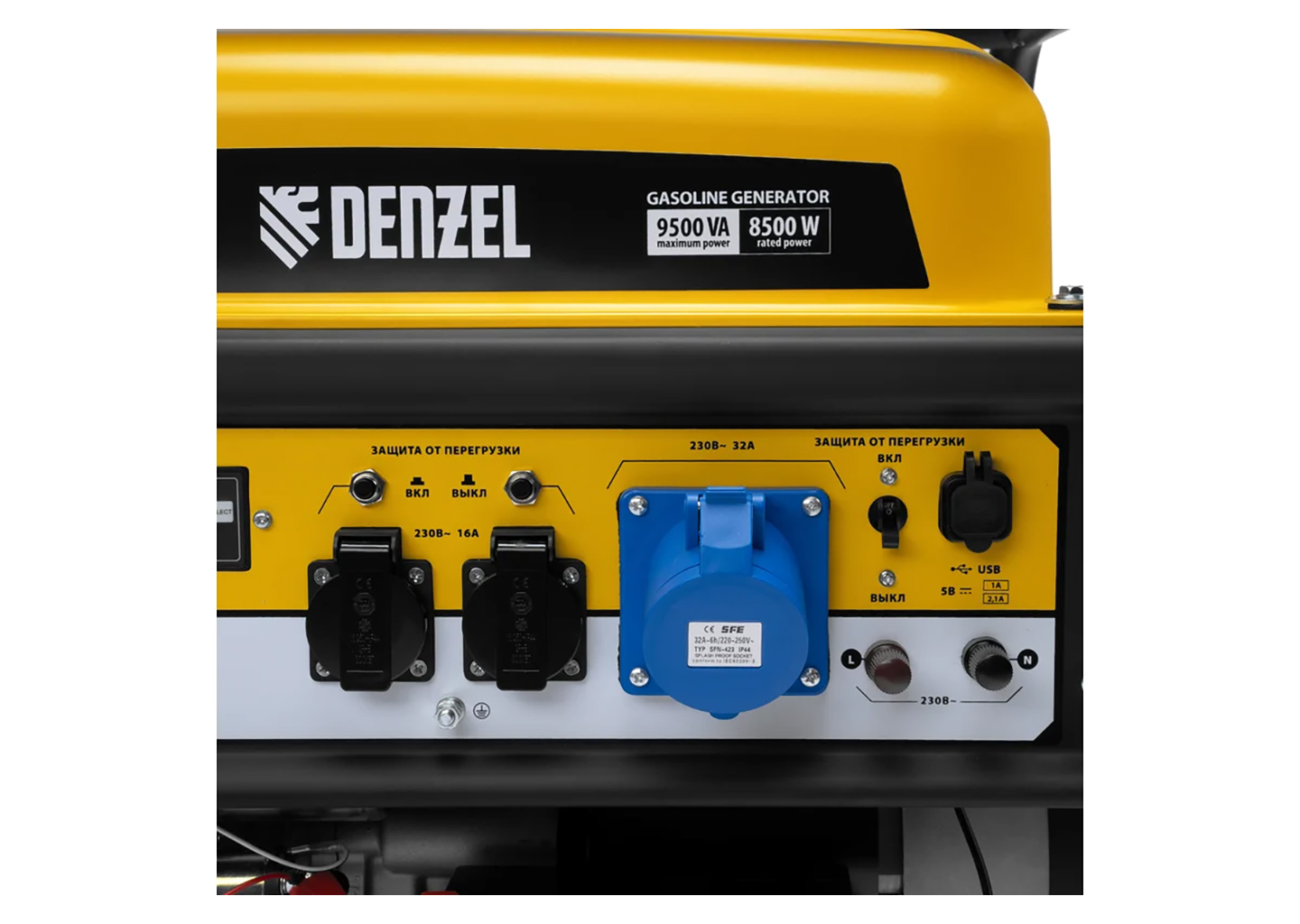Генератор бензиновый Denzel PS-95EA-PRO, 9,5 кВт, 230 В, 40 л, электростарт, разъём ATS Генератор бензиновый Denzel PS-95EA-PRO, 9,5 кВт, 230 В, 40 л, электростарт, разъём ATS — изображение 6